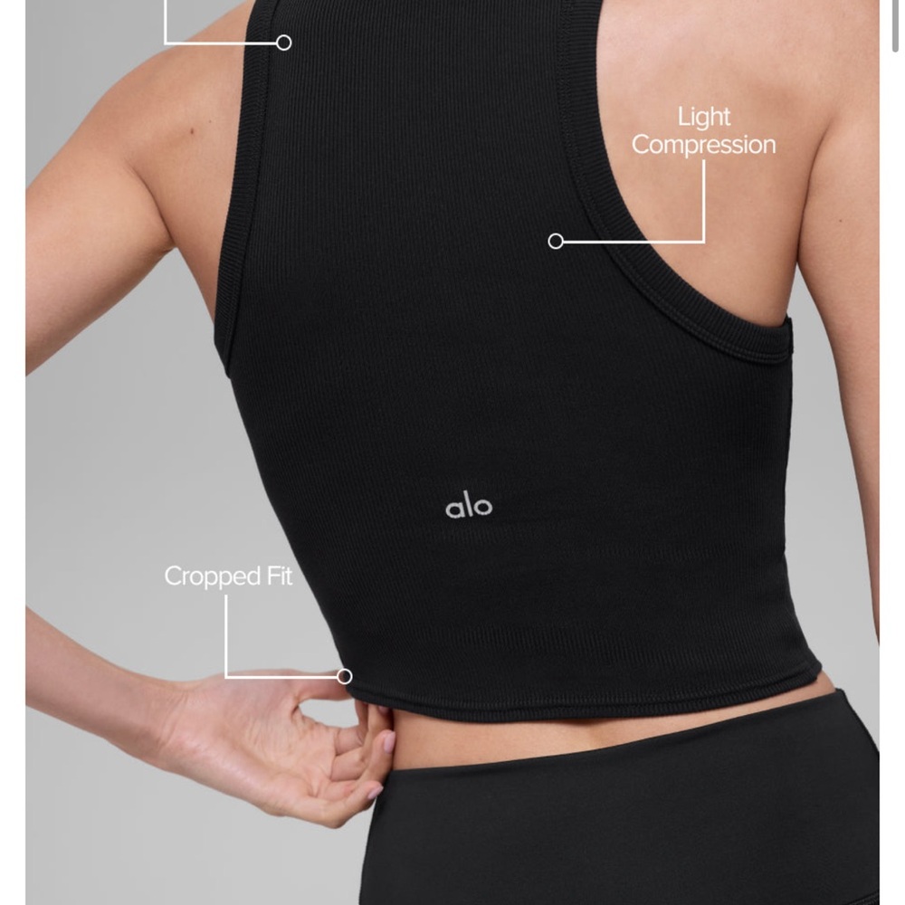 ALO Yoga Black GODDESS RIBBED GO TO Tank Top